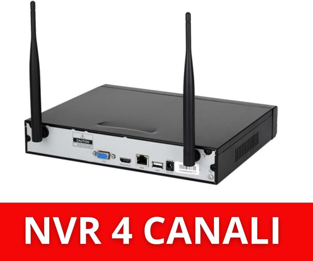 DE ROSA SHOP Kit Videosorveglianza Wireless, HD 4 Telecamere WiFi, Sistema IP Remoto con NVR, Supporto 5G e Connessione LAN, Sistema di Sorveglianza con Rivelazione Movimento.