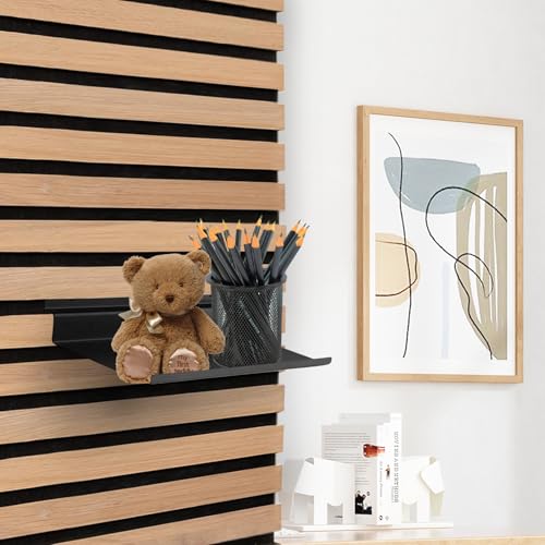 BTSAE Regal für Akustikpaneele, 40×15cm Metall Wandregal, Akustikpaneele Regal, Schwarz Schweberegal für Wohnzimmer, Schlafzimmer, Büro, Küche, Zubehör für Akustikpaneele (40×15 cm)