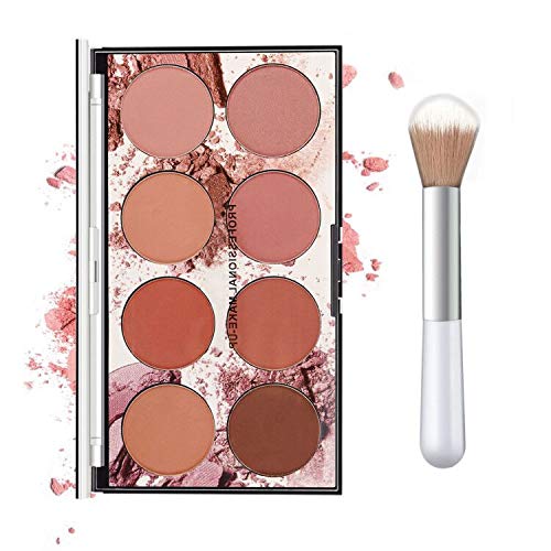 Ownest 8 Colors Blush Palette,Lightweight Blush Palette Matte Blush Powder Bright Shimmer Face Blush,Contour and Highlight Blush Palette, with A Blush Brush