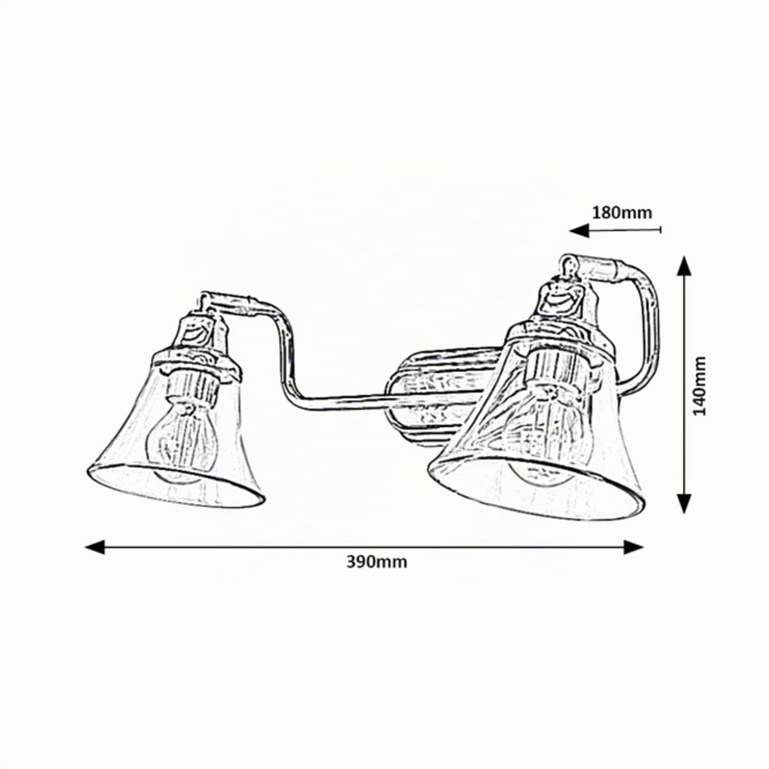 Lampe murale/salle de bain Lumière Antoine Metal Chrom E14 2X Max 40W IP44 H: 14cm L: 39cm B: 18cm Dimmable