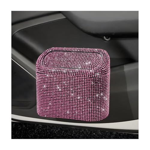Cubo de basura para automóvil Bling con tapa y contenedor de plástico mini para coche
