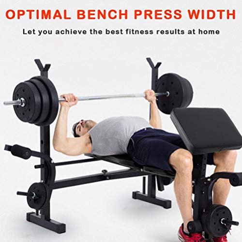 XINQITE Olympic Weight Bench, Multifunctional Workout Station Adjustable Dumbbell Bench Weightlifting Bed with Preacher Curl Leg Developer and Crunch Handle