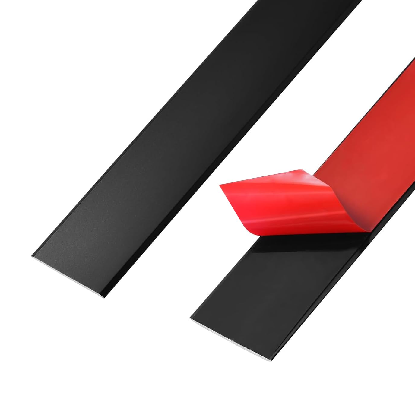 2PCS Aluminum Flat Floor Transition Strip Self Adhesive,Door Threshold Strip,Metal Edge Molding Trim for Laminate Wood Tile Vinyl, Floor Flat Divider for Joining Flooring Gaps (3.3CM x 0.9m,Black)