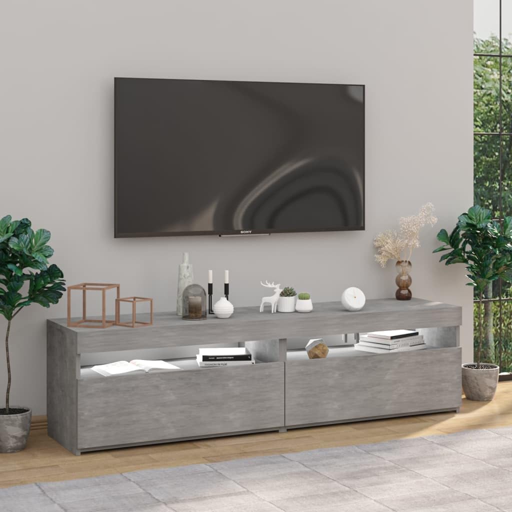 Muebles TV,Muebles de Salon,Muebles,Muebles de TV con Luces LED 2 Unidades Gris hormigón 75x35x40cmAdecuado para salón, Dormitorio