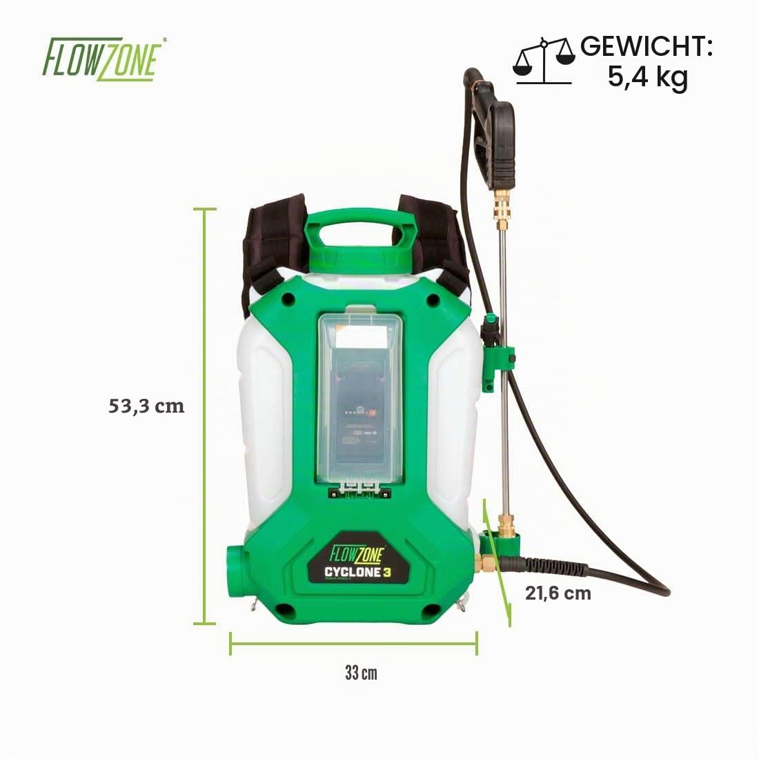 FlowZone Cyclone 3.0 15 Liter Akku-Rückenspritze
