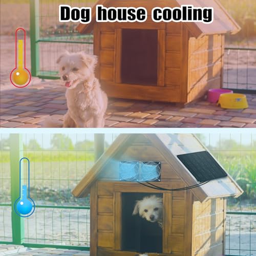 image for Mytions 15W Solar Fan, Dual Metal Shell Exhaust Fan Kit for Chicken Co