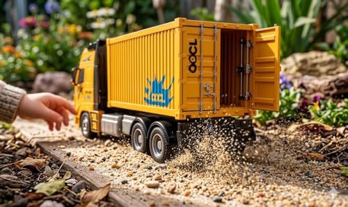Image of City Logistics Toy Transport Truck - Yellow Container Semi-Truck with Friction Power - Large 1:48 Scale Die-Cast Hauler for Boys & Girls - Realistic Cargo Rig Vehicle for Toddlers and Kids Ages 3+