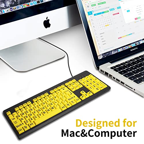 Adadmei Large Print Computer Keyboard, Wired Usb High Contrast Keyboard, Oversized Big Letters Keyboard For Visually Impaired Low Vision Individuals, Seniors, Students, Computer Beginners #TOP1