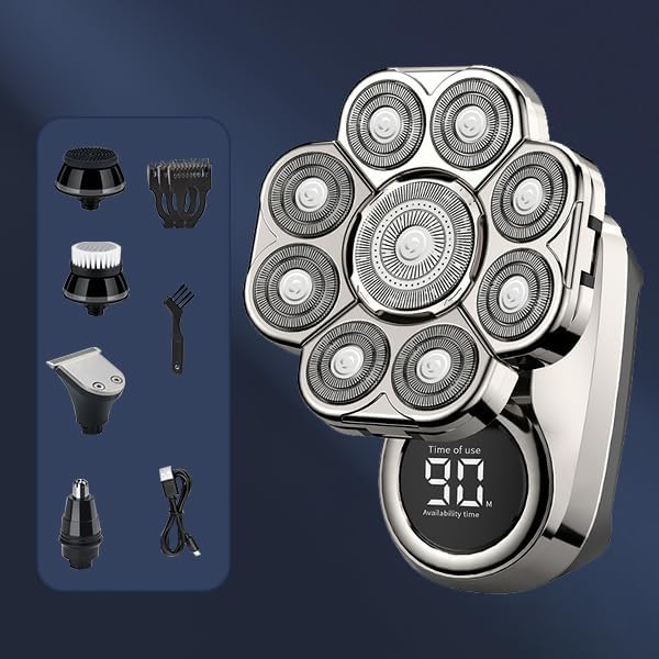 I-clean 9D Head Shavers for Bald Men,New Upgraded 6-in-1 Electric Razor with LED Display,Waterproof Wet/Dry Grooming Kit,Cordless Rechargeable Shaver for Home and Travel - Image 7