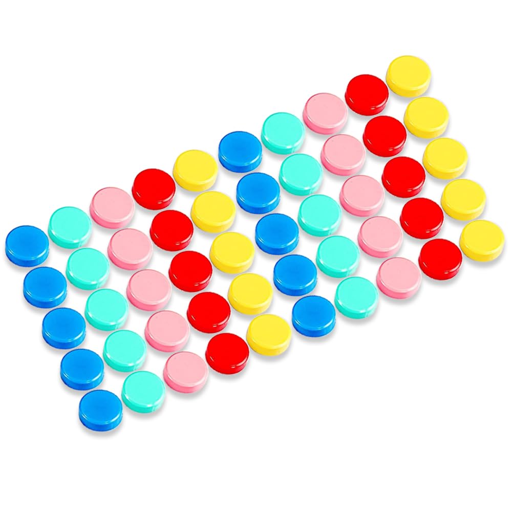 Magneti da frigorifero, 50 pezzi forti magneti per frigorifero, 5 colori per lavagna, magneti rotondi colorati piccoli per frigorifero, lavagna bianca, cucina, ufficio, scuola