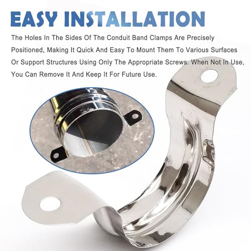 Image of Nge 1.5inch Rigid Pipe Strap Clamp-Two Hole Strap-U Bracket Tube Clip-Stainless Steel Heavy Duty Pipe Fasten Holder-Secures Conduit,20Pcs(50mm), For 1.5in Inner Diameter Water Pipe