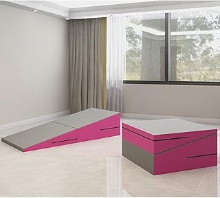LXHONG Estera De Cuña De Gimnasia - Estera De Queso De Gimnasia Inclinada Plegable para Ejercicios En El Hogar, Aeróbicos - con Asas De Transporte - Colores Personalizados (Color: Rosa-Gris, Tamaño: