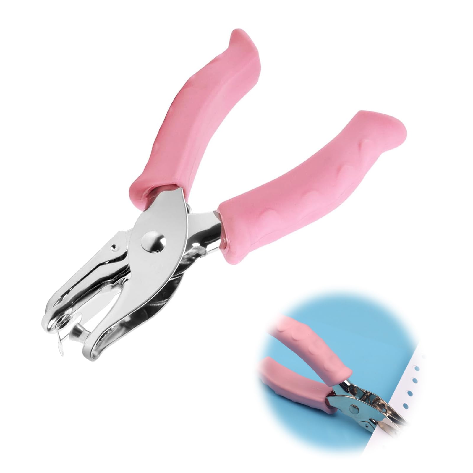 GUOYOU Perforadora De Un Solo Orificio, Rosa 6mm Redonda Perforadora Papel 1 Agujero, Perforadora de Papel, Metal Perforadora Manual Punzón, Para Oficina, Escuela, Tarjetas Artesanal