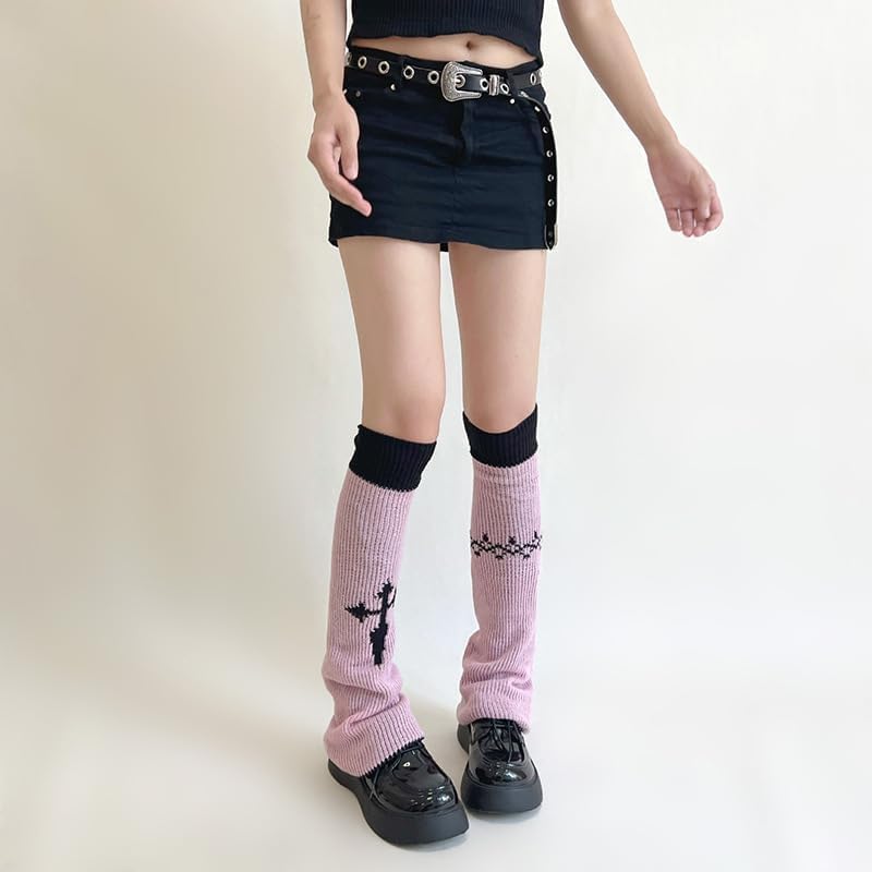 Women Lolita Ribbed Knit Leg Warmer Kawaii JK Japanese Student Stockings Y2K Cross High Bucket - Image 8
