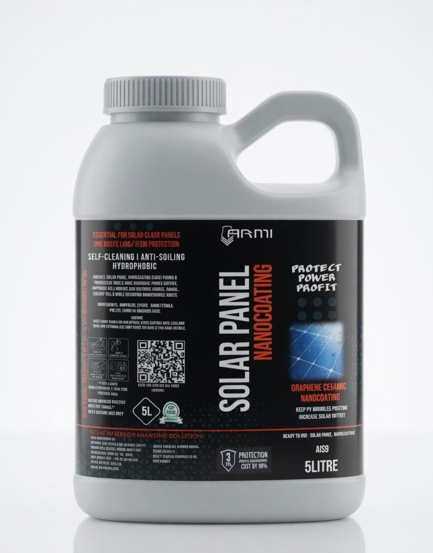 ARMI Solar Panel Coating | Hydrophobic Ceramic Nanocoating I Increase Solar Output | Reduces Maintenance Cost | 3 Years Protection! Increase Solar Output 5 L Can with Free Towel-image-32