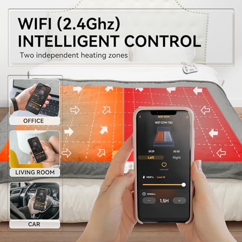 Warm Storm Heated Electric Blanket Queen Size 84 Inchx90 Inch Single Controller Anti-Static Flannel And Sherpa Heating Warming Bed Blanket With 10 Heating Levels 12 Hours Auto Off Fast Heating thumb #3