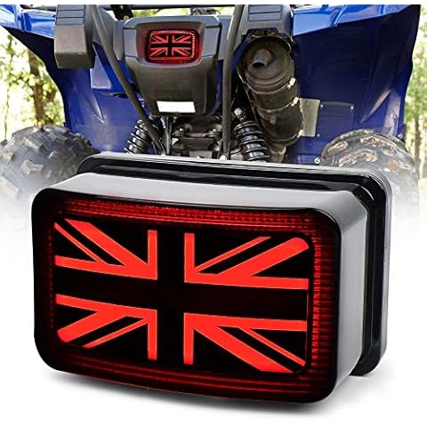 MOVOTOR ATV Grizzly Tail Light UK Flag Design Brake Tail Light with Red Halo DRL for ATV Yamaha Grizzly Viking Big Bear Kodiak Bruin Wolverine UTV Cover