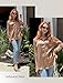 Zeagoo Blouse for Women Long Sleeve Brown Button Up Shirt Women Satin Top