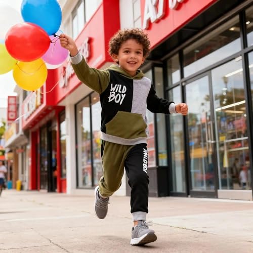 Image of 2-6T Toddler Baby Boy Clothes Color Blocking Hoodies + Pants Fall Winter Outfits
