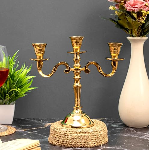 Rely+ 3 Arm Baby Candelabra Gold Glossy 8 Inch Taper Candle Holders Gothic Candelabro Valentine's Day Decorations Candlesticks Holder Home Decor Wedding Parties Centerpiece for Dining Table - Cosy Home Interiors Rely+ 3 Arm Baby Candelabra Gold Glossy 8 Inch Taper Candle Holders Gothic Candelabro Valentine's Day Decorations Candlesticks Holder Home Decor Wedding Parties Centerpiece for Dining Table - Image 2