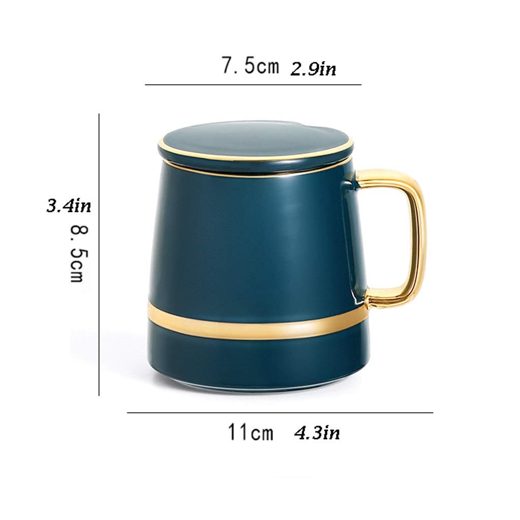 Generic Tazas de Café de Cerámica, Tazas de Café de Regalo, Tazas de Cerámica, Porcelana con Cuchara/Verde/350 Ml
