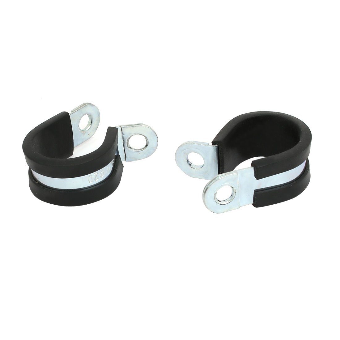 Aexit 20mm Dia Fastener EPDM Lined R Shaped Zinc Plated Stainless Steel Pipe Clip Cable Clamp 10pcs Model:33as102qo426
