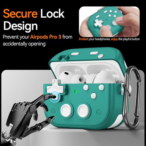 Joremx Case for Airpods Pro 3 (2025), Funny Hard Shell Game Design Shock-Proof Protective for Airpods Pro 3rd Generation Case, with Cleaner Kit and Keychain, Men Women (Light Blue) - image 2
