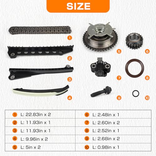 Image of 5.4L Timing Chain Kit Cam Phaser Camshaft Drive Phaser Repair Kit Compatible With Ford Expedition F-150 F-250 F-350 Super Duty Lincoln Mark LT Navigator 3V 24 Valve 2004-2013 Replace 3R2Z-6A257-DA