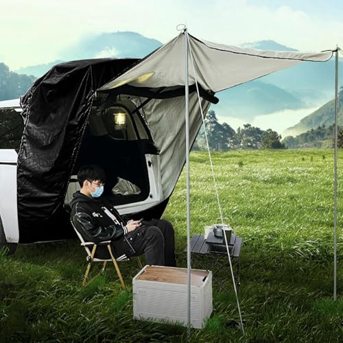 Car Tailgate Awning - SUV Hatch Shelter, Rear Tent Shade | Rainproof Oxford Cloth Cover, Camping Sunshade with Storage Bag, Portable Tent for Travel Outdoor Adventure Setup - Thumbnail 3