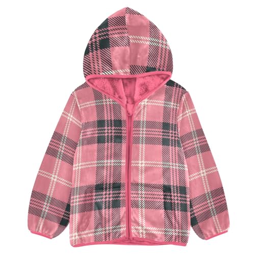 GuoChe Plaid Black Pink Baby Boy Fleece Jacket