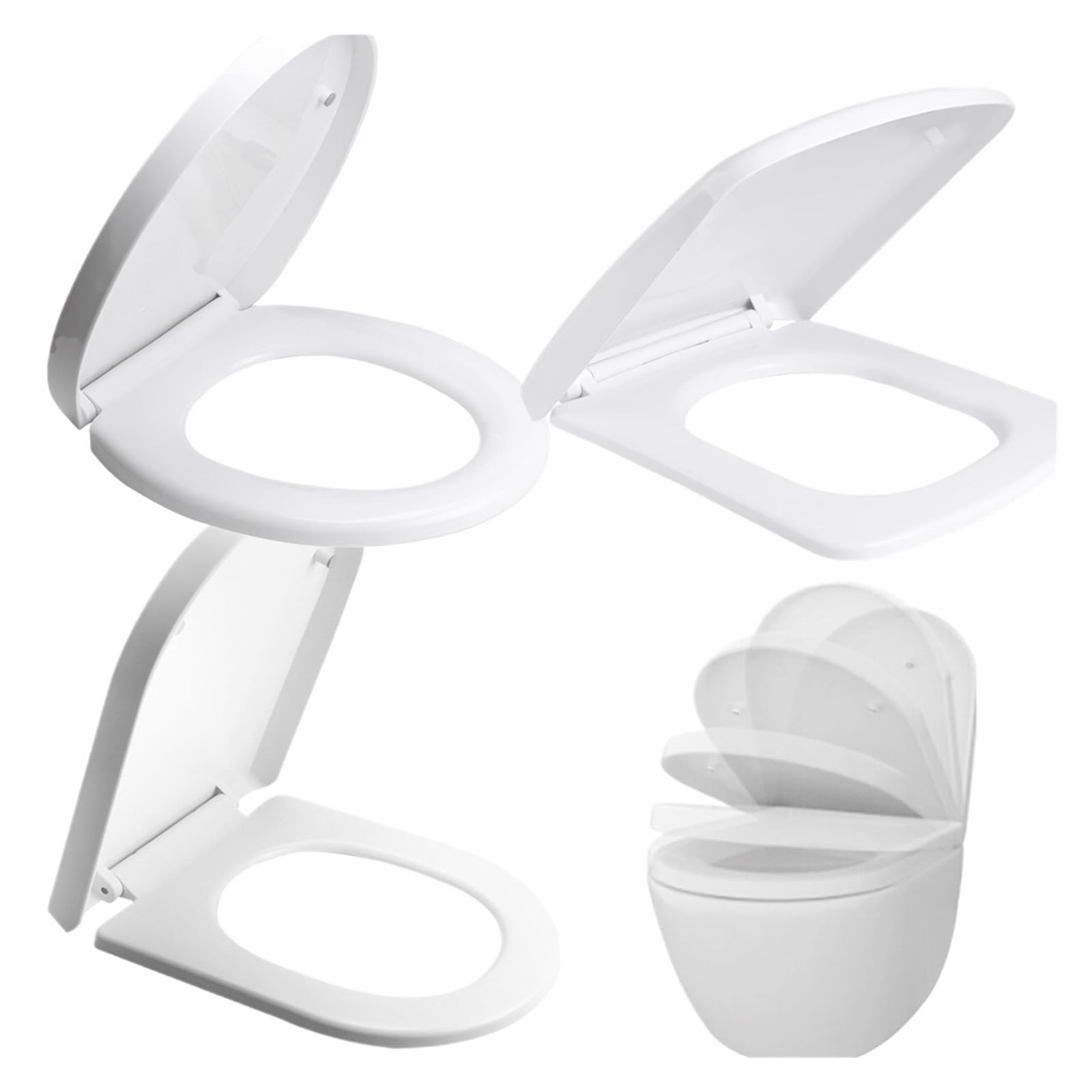 1PCS Badezimmer-Toilettendeckel, quadratisch, U-Typ-O, langsamer, geschlossener Sitz, Schnellspanner, Silentboard(Quick Release Square)