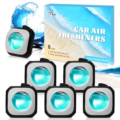 Scent-Hi Car Ambientador Coche, Brisa Marina Clips para Ambientadores de Coche, Elimina y Previene los Malos Olores de tu Coche, Pack 6 Unidades (6 x 4 ml)