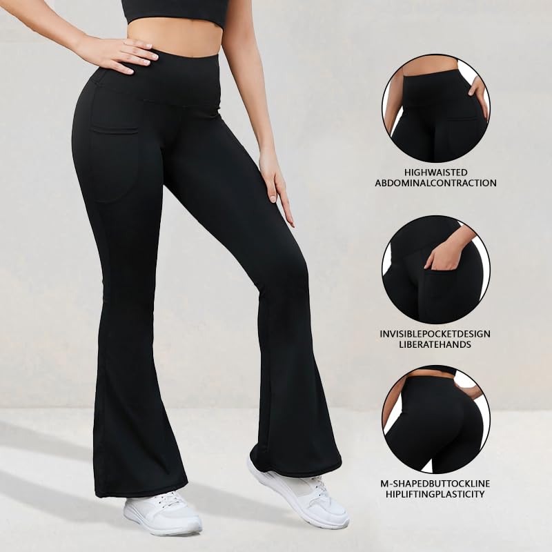 Women's Yoga Pants Flare Bootcut Leggings High Waisted with Pockets2
