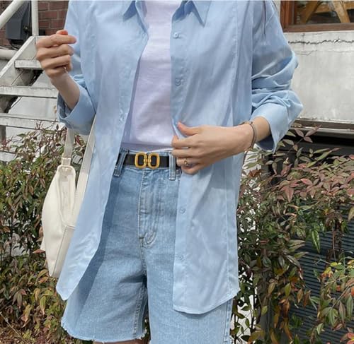 Women’S Fashion Retro Thin Cowhide Leather 2Cm Bronze Buckle Belt For Everyday Wear With Jeans3