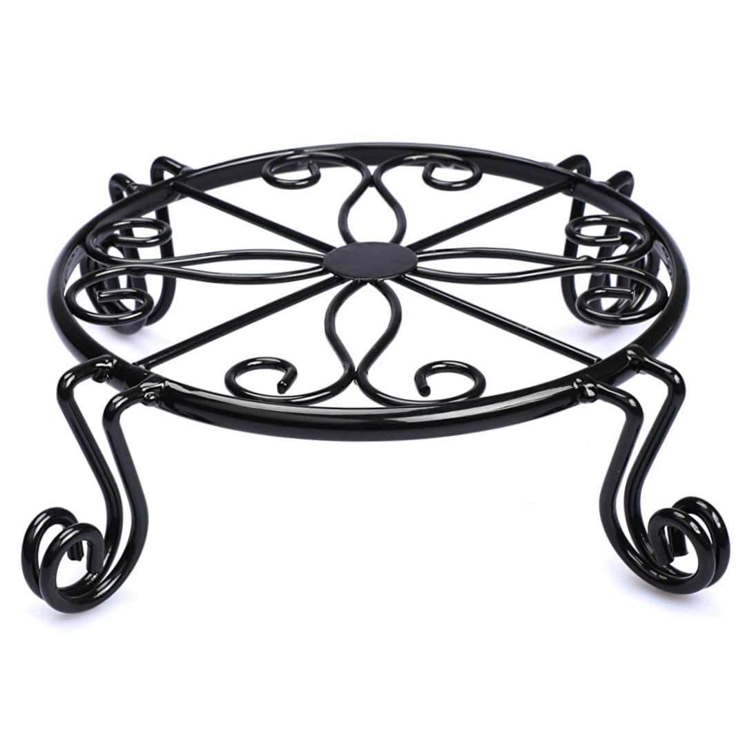 Black Plant Stand for Flower Pot Potted Holder Indoor Outdoor Metal Rustproof Iron Garden Container Round Supports Rack for Planter Bronze, Pumpkin Stand Outdoor, Metal Plant
