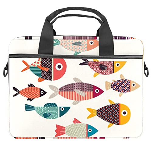Maletín para portátil de 13 a 14.5 pulgadas con diseño de unicornio azul y peces
