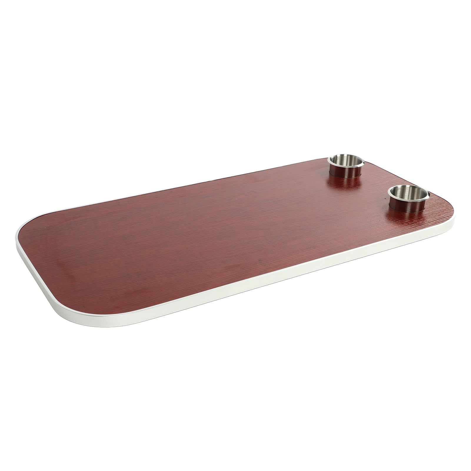 Akozon Mesa de Barco de Madera Maciza con 2 Portavasos, Panel de Escritorio Extraíble para Yate Marino RV (Rojo Oscuro)