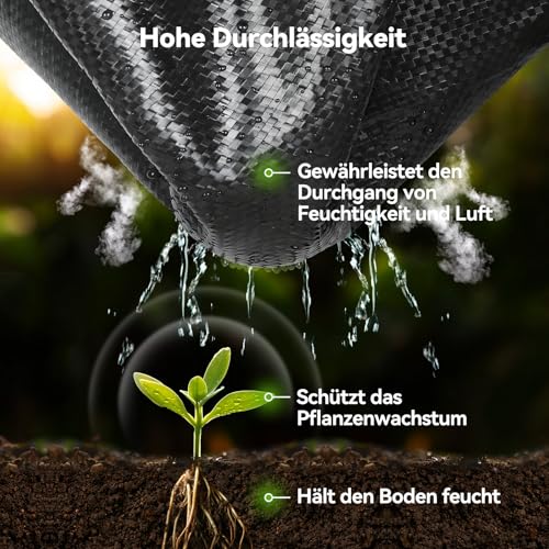 iropro Unkrautvlies Gartenvlies 1m x 50m,50m² Unkrautflies für Garten Unkrautfolie Wasserdurchlässig 90g/m² Reißfestes Unkrautgewebe Rolle… – Ansicht 2
