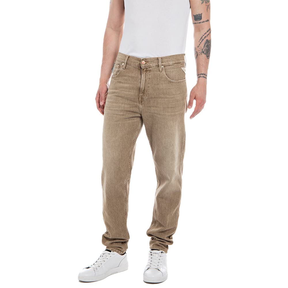 REPLAY Herren Jeans Sandot Tapered-Fit, Desert 613 (Beige), 29W / 30L