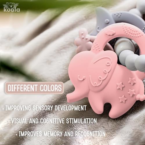 Image of Baby Silicone Teething Toy - BPA-Free Teether Ring for Infants 0-12 Months - Soft and Textured for Teething Relief - Easy to Hold Chew Toy - Soothes Sore Gums & Supports Oral Development