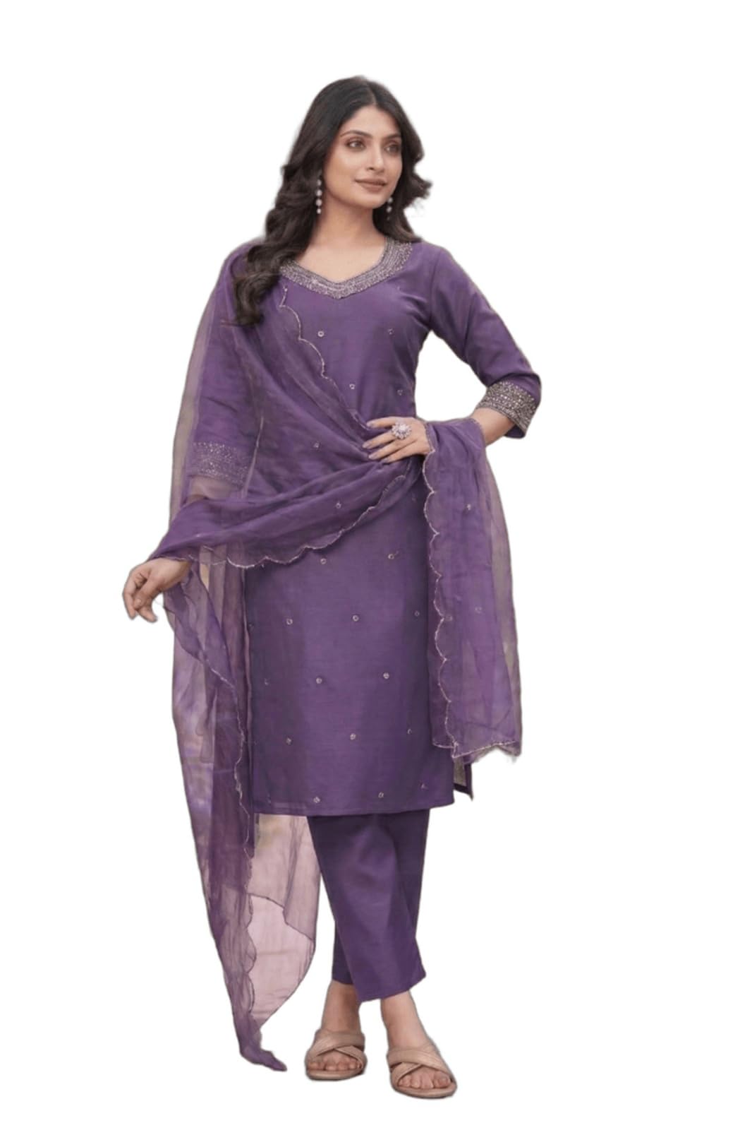 Purple color Kurta set with Dupatta and Bottomwear-image-37