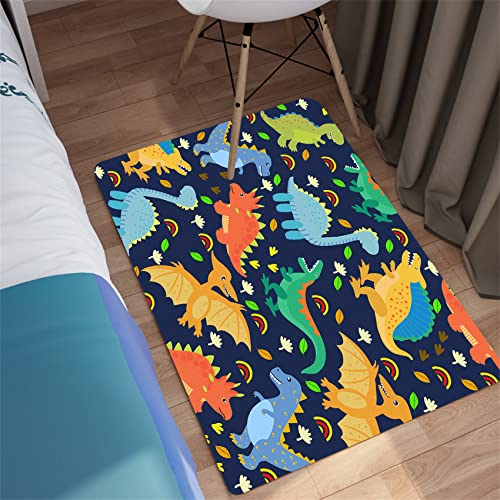 Dinosaur Area Rug, Navy Blue, 2'×3'
