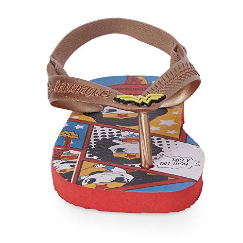 Chinelo, Havaianas, New Baby Herois, Bebê Unissex, Vermelho Rubi/Rose Gold Metalico, 21