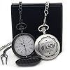 EDSG Personalised Pocket Watch Engraved Pocket Watch and Chain Personalised Gifts for Men Pocket Watch for Birthday Christmas Best Man Wedding Father's Day Grandad Gift with Gift Box(Black Design1) #2
