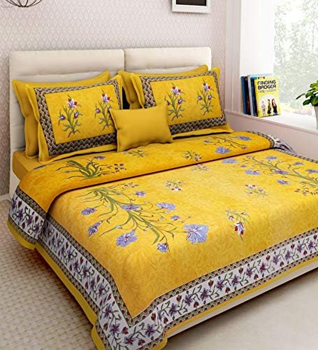 xtore YB Traditional Jaipuri Print Bed Sheet with 2 Pillow Covers (100% Cotton) (90 x 108 inches)- Premium Quality