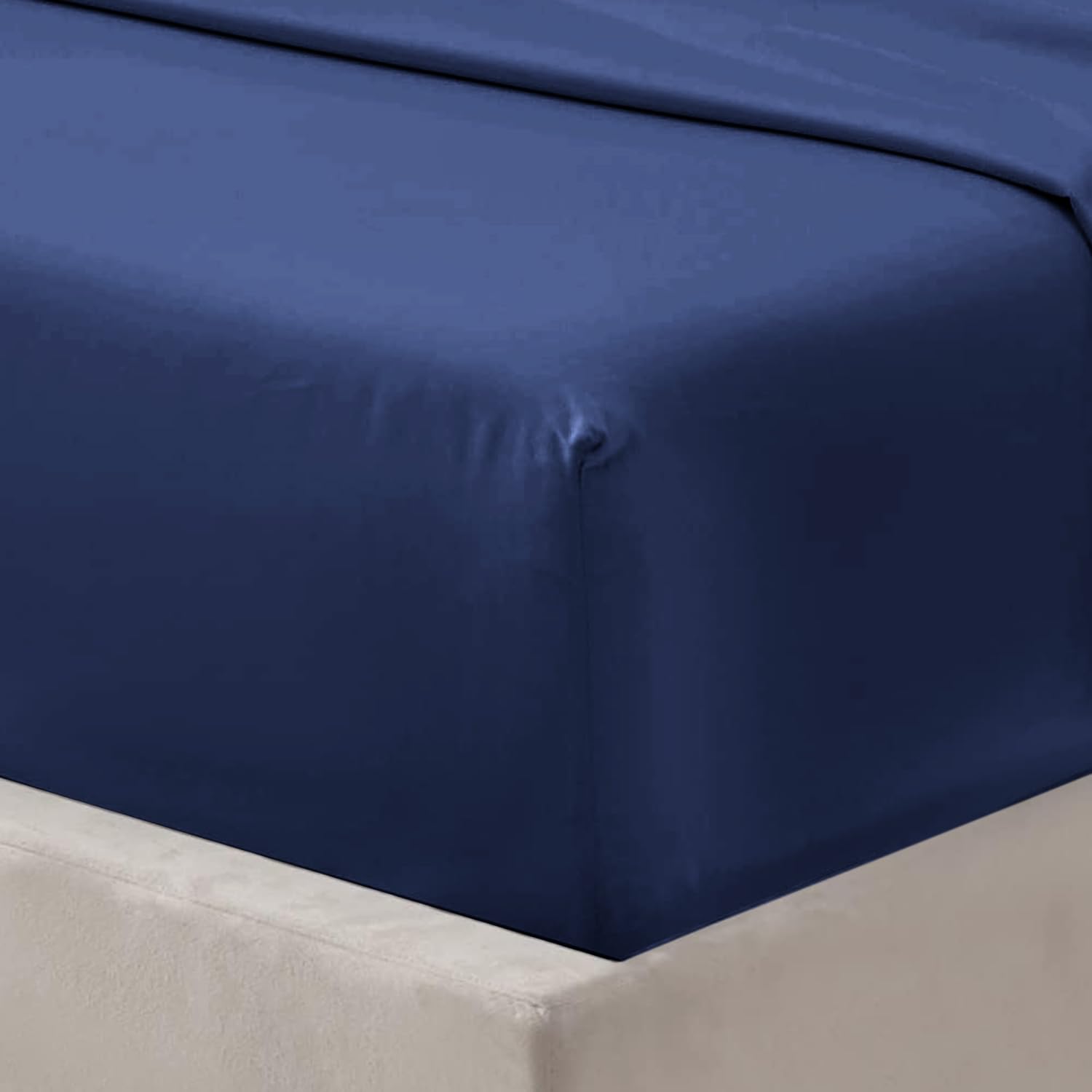Oxford Homeware Navy Super King Fitted Sheets -100% Brushed Microfibre 1800 Easy Care 25 cm Deep Bed Sheet Cover - Image 4