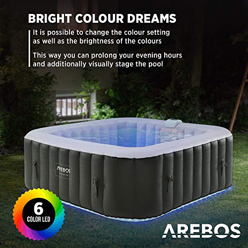Arebos Whirlpool | automatisch opblaasbaar | binnen en buiten | 6 personen | LED lichtband | 130 massagejets | 910 liter… - Image 5