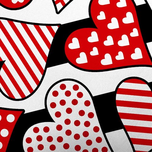 Pinpai Valentine'S Day Shower Curtain, Red Heart With Black White Stripes Shower Curtain Set For Bathroom thumb #4