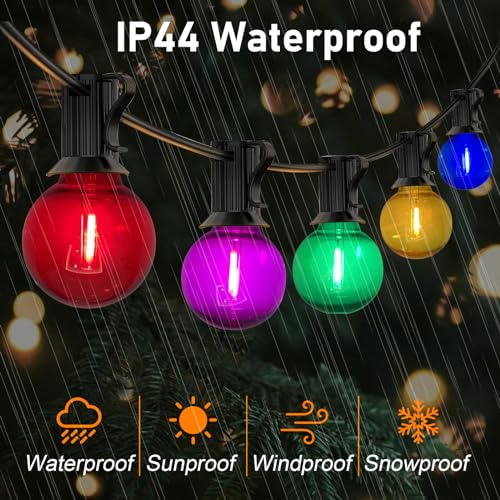 Image of GOOTHY 25 Pack G40 LED Multicolor Christmas Replacement Light Bulbs, E12 Candelabra Base LED Globe Bulbs for Outdoor Christmas String Lights, 0.6W Shatterproof Round Colorful Christms Light Bulbs