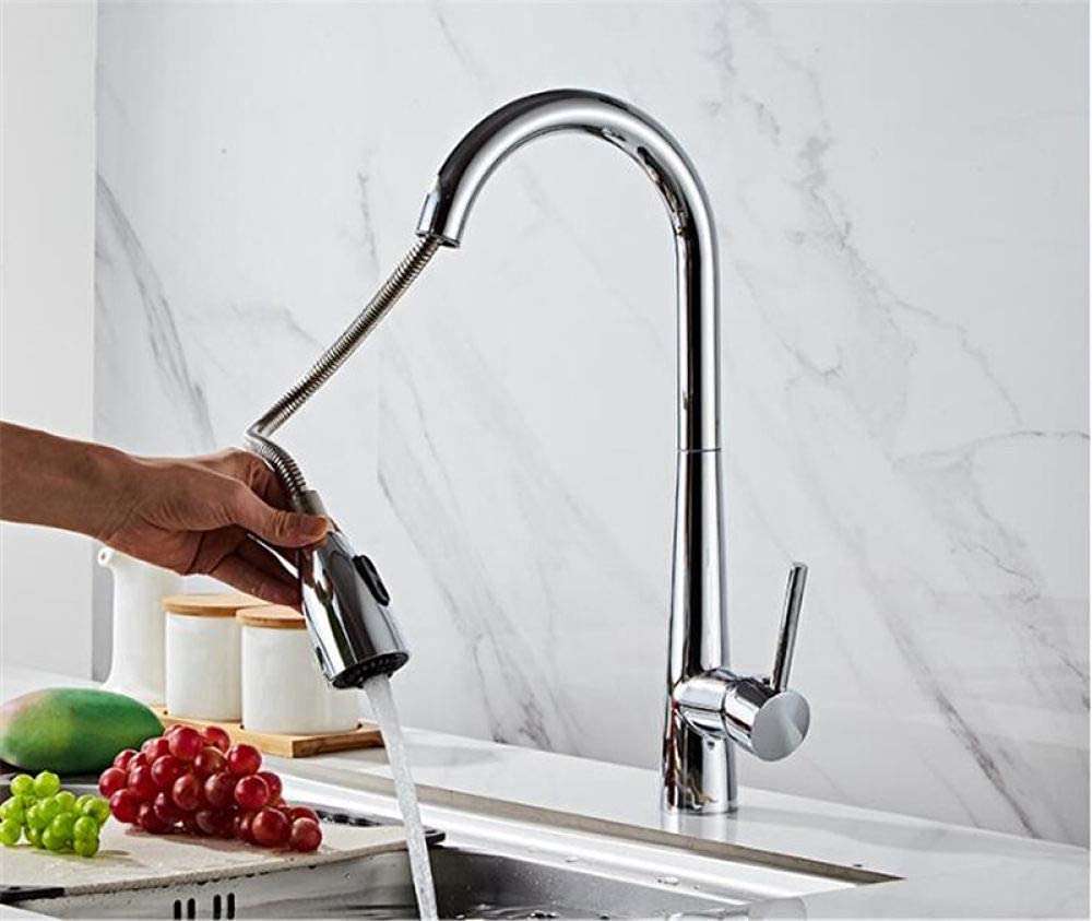 Grifo del fregadero Baño de cocina, Grifo mezclador de cocina, Grifos de cocina Grifo del fregadero Grifo de cocina extraíble Grifo monomando giratorio de un solo orificio Grifo mezclador de agua,A/a